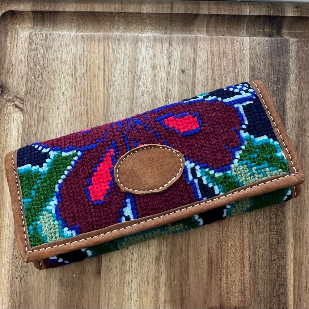 Mexican Embroidered Artisan Wallet. Floral Wallet